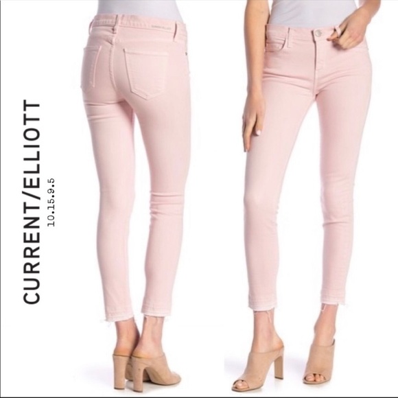 CURRENT Elliot, The Stiletto, primrose pink released hem jeans - Picture 1 of 11